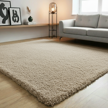 FLUFFY SHAGGY RUGS AND RUNNERS SOFT PILE CARPET (Beige)