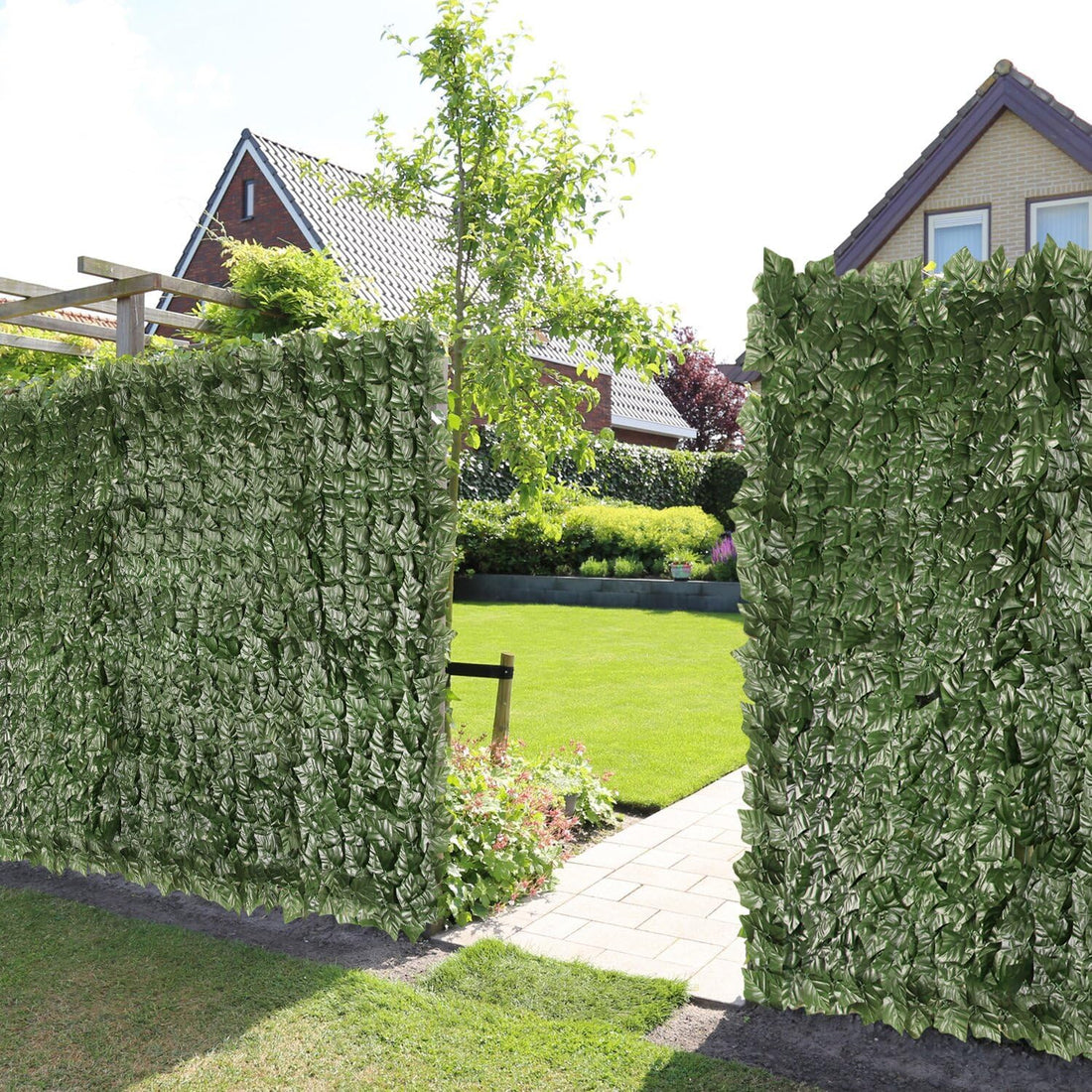 Artificial Ivy Fence Screening, 5m x 1m Artificial Hedge Roll, Garden Privacy Trellis Screening, Balcony Wall Fence Panel, UV Protection Outdoor Indoor Home...