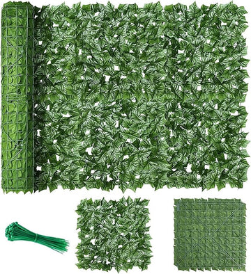 Artificial Ivy Fence Screening, 5m x 1m Artificial Hedge Roll, Garden Privacy Trellis Screening, Balcony Wall Fence Panel, UV Protection Outdoor Indoor Home...
