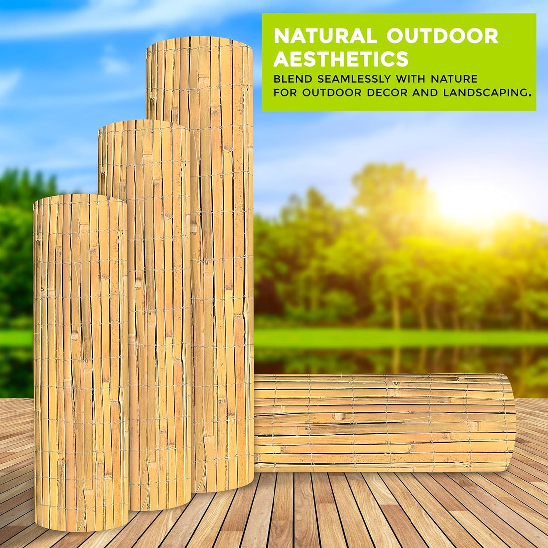 Natural Bamboo Garden Privacy Screening Fence 1m x 4m