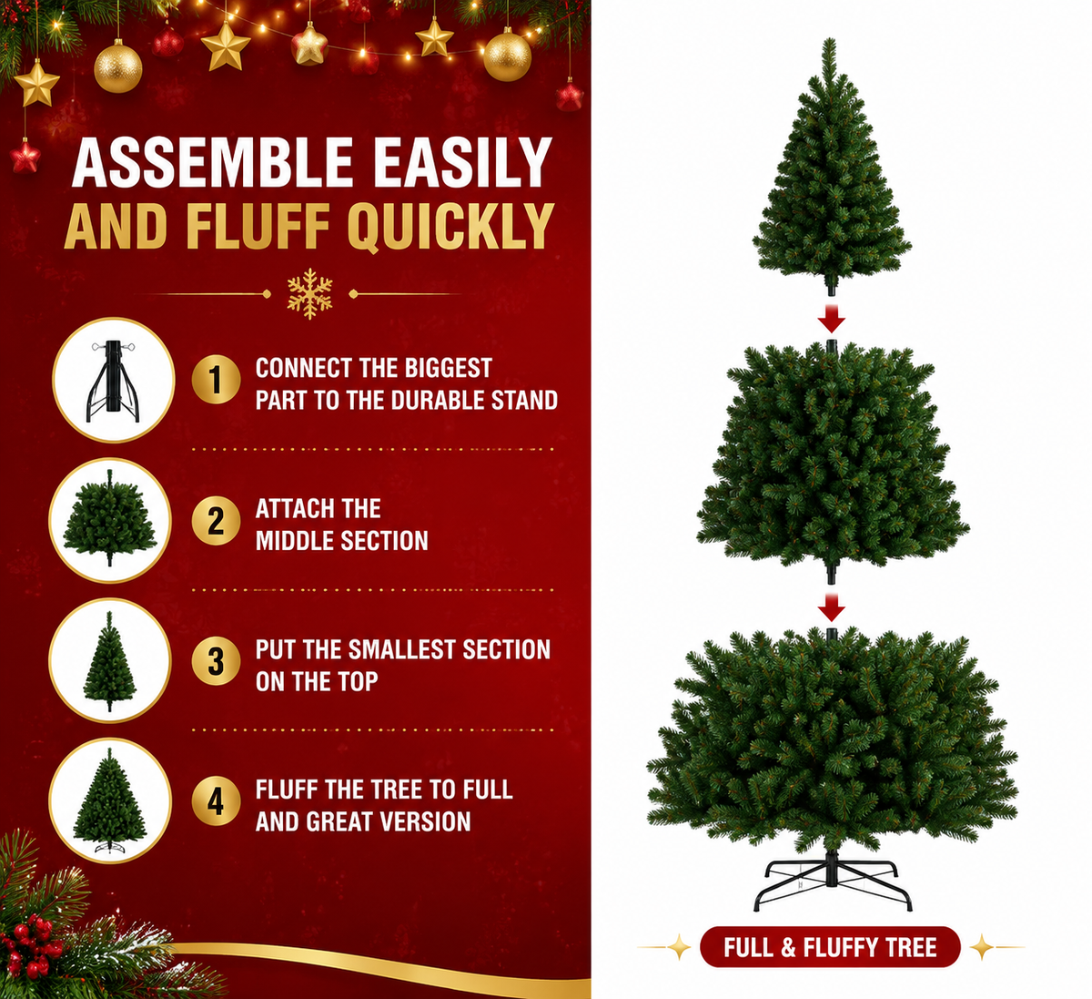 Artificial Christmas tree size comparison 4ft to 7ft