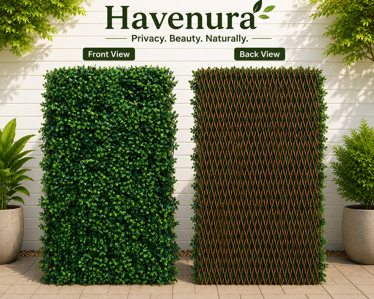 Laurel leaf privacy screen installed on balcony railing