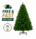 Full bushy artificial Christmas tree in living room