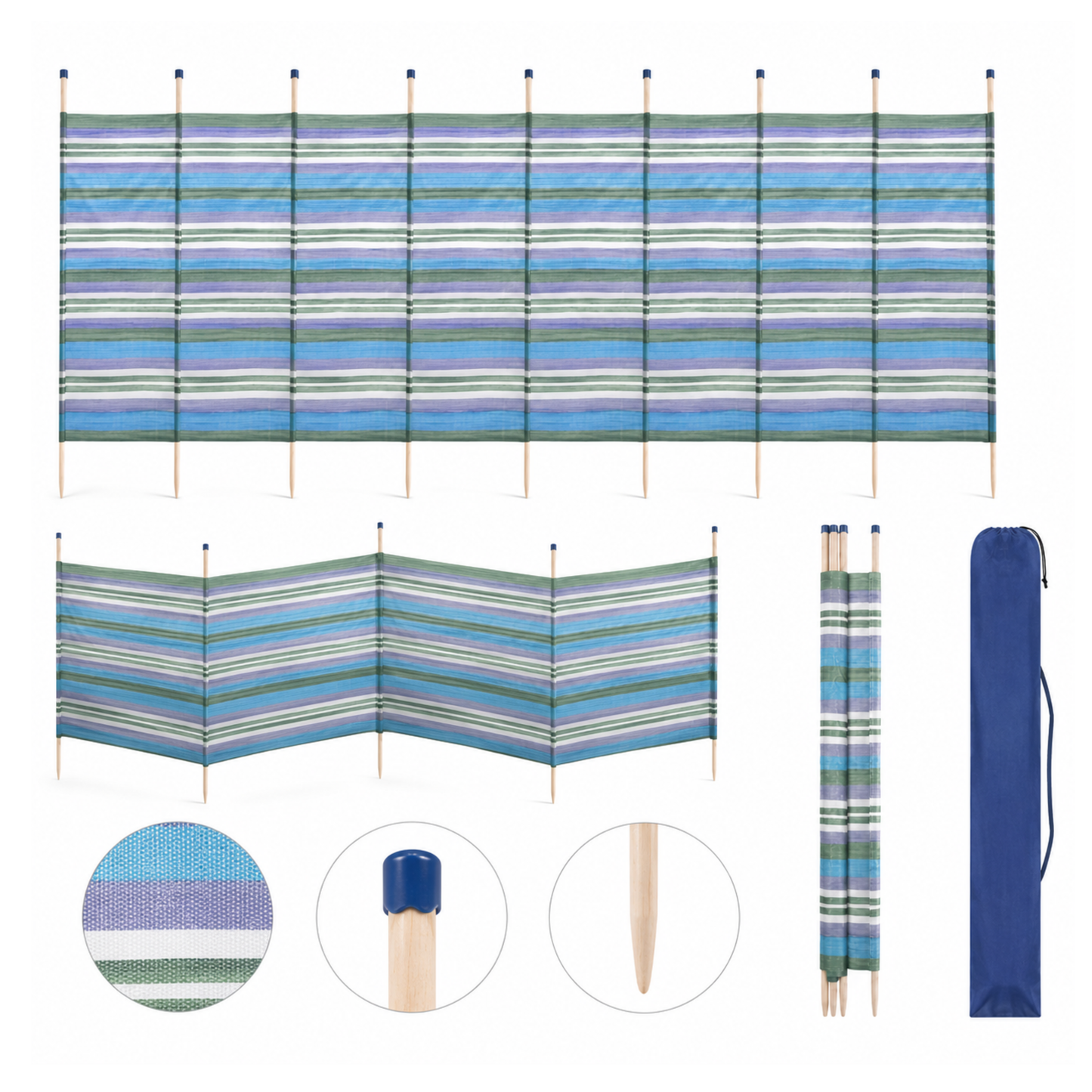 10 Pole Windbreak Beach & Camping Privacy Screen Garden Shelter
