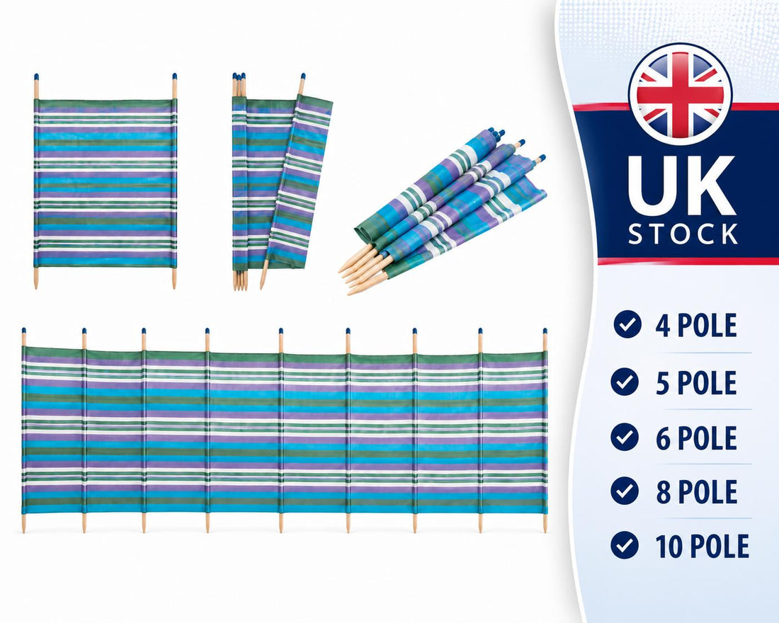 10 Pole Windbreak Beach & Camping Privacy Screen Garden Shelter