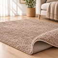 Fluffy shaggy rug, Dark Beige, lifestyle photo