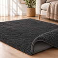 Fluffy shaggy rug, Anthracite, rolled photo