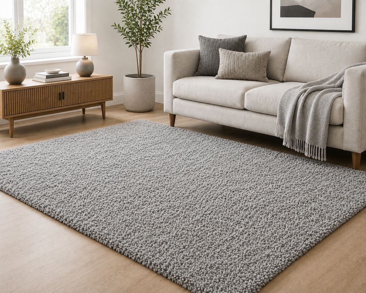 Fluffy shaggy rug, Silver, lifestyle photo