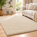 Fluffy shaggy rug, Cream, lifestyle photo
