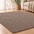 Fluffy shaggy rug, Taupe, lifestyle photo